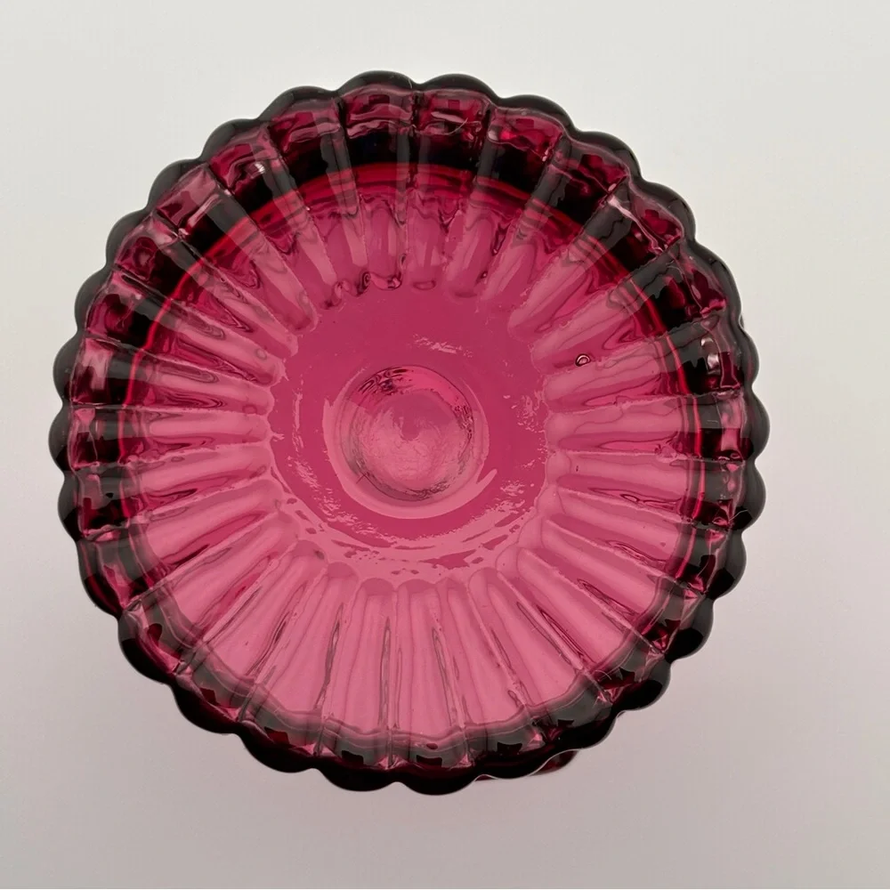 Set Of 4 Adams Cranberry By Pilgrim Glass 12 Ounce Flat Tumblers-(Set #2)